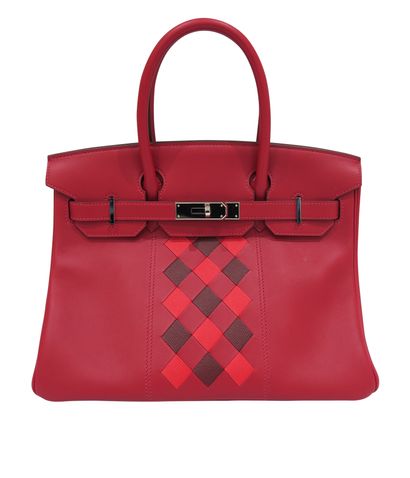 Birkin Tressage 30 in Rouge de Coeur Swift and Epsom, front view